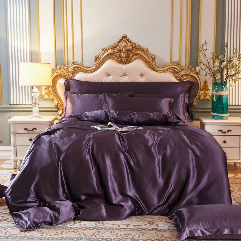 Decobites King Size Silk-Blend Duvet Cover Set with Pillowcases