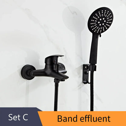 DecorBites™ Black Brass Single Handle Shower Faucet Set with Hand Shower Head
