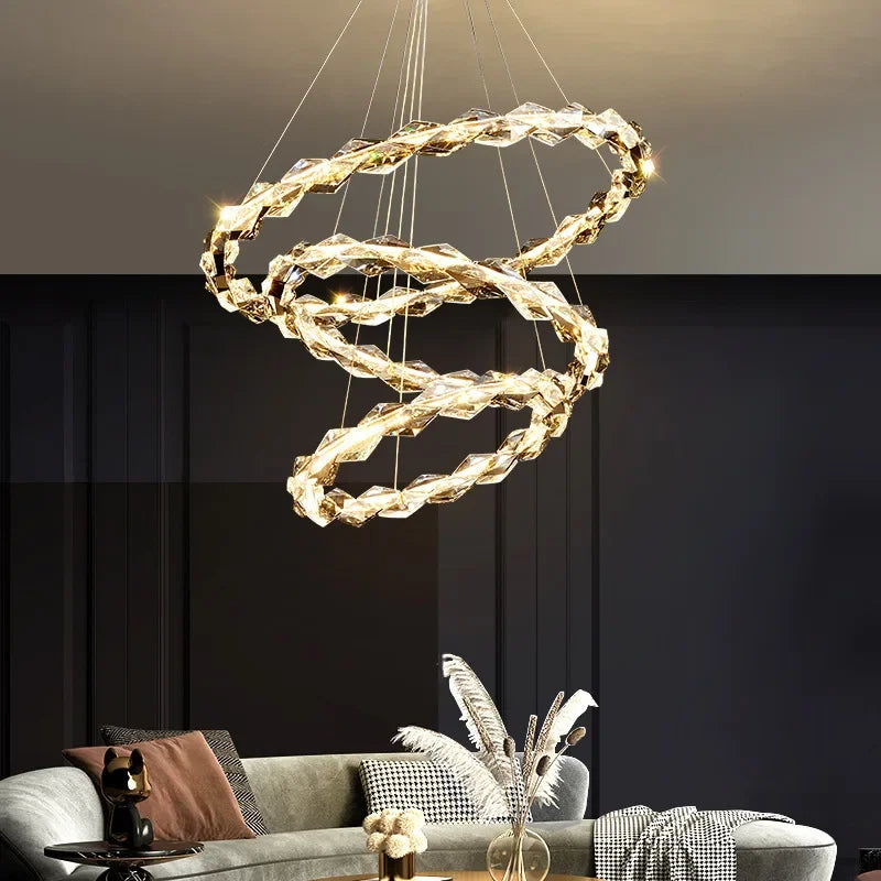 DecorBites™ Crystal Chandelier Pendant Light - Dimmable Modern Luxury LED Chrome Luminaria