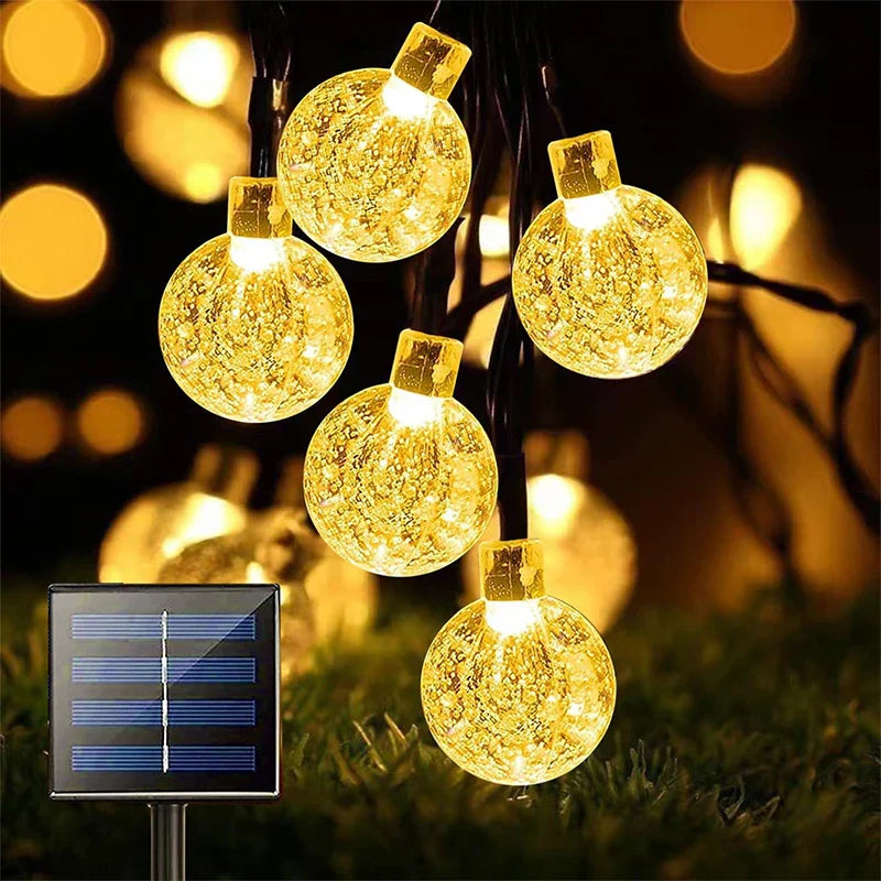DecorBites™ Crystal Fairy Solar String Lights: 8 Modes Waterproof Outdoor Patio Decor.