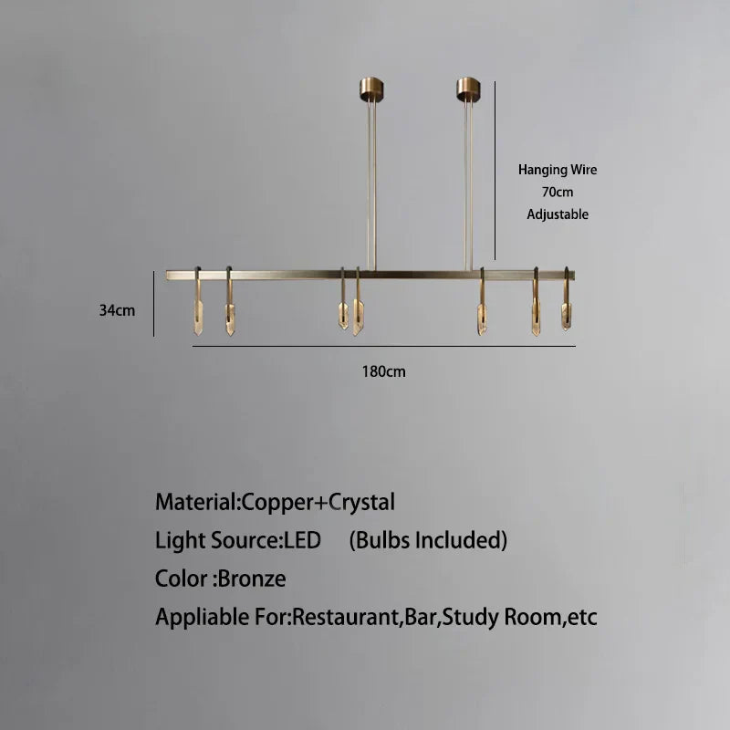 DecorBites™ Bronze LED Crystal Hanging Lamp Luxury Fixture for Living Room