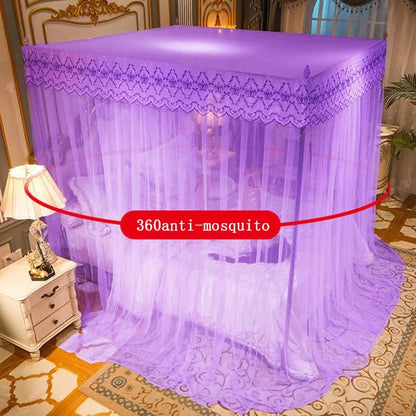 Decobites Lace Pleated Bed Net Canopy for Queen Size Double Bed