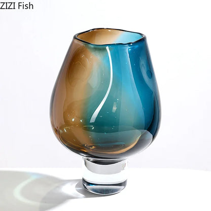 DecorBites™ Glass Vase Hydroponics Plant Pots | Colourful Table Decoration Vases