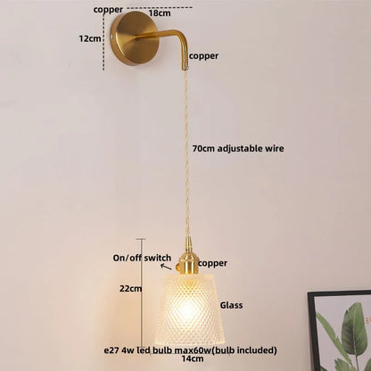 DecorBites™ Clear Glass LED Wall Lamp Pull Chain Switch Modern Luxury Home Decor