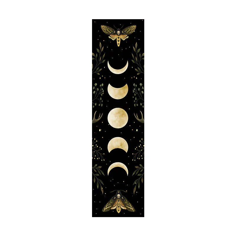 Decobites Moon Phase Wall Hanging Tapestry - Green Olive Leaf Home Decor