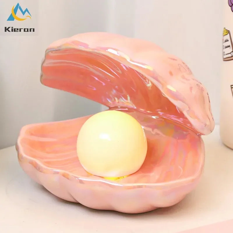 DecorBites™ Ceramic Shell LED Night Light for Bedroom and Living Room