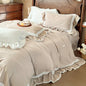 Decobites Double Layer Crinkle Yarn French Vintage Princess Ruffles Bedding Set