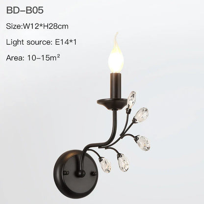 DecorBites™ Crystal Chandelier: Modern Black E14 Candle Pendent Lamp for Living Room