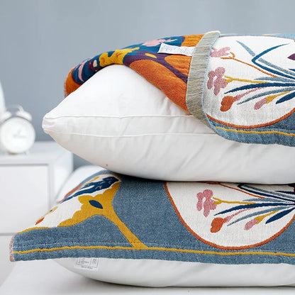 DecorBites™ Lace Trim Pillow Towel - Double Sided Yarn-Dyed Jacquard - 52*75 CM - Five-Layer Cotton Gauze