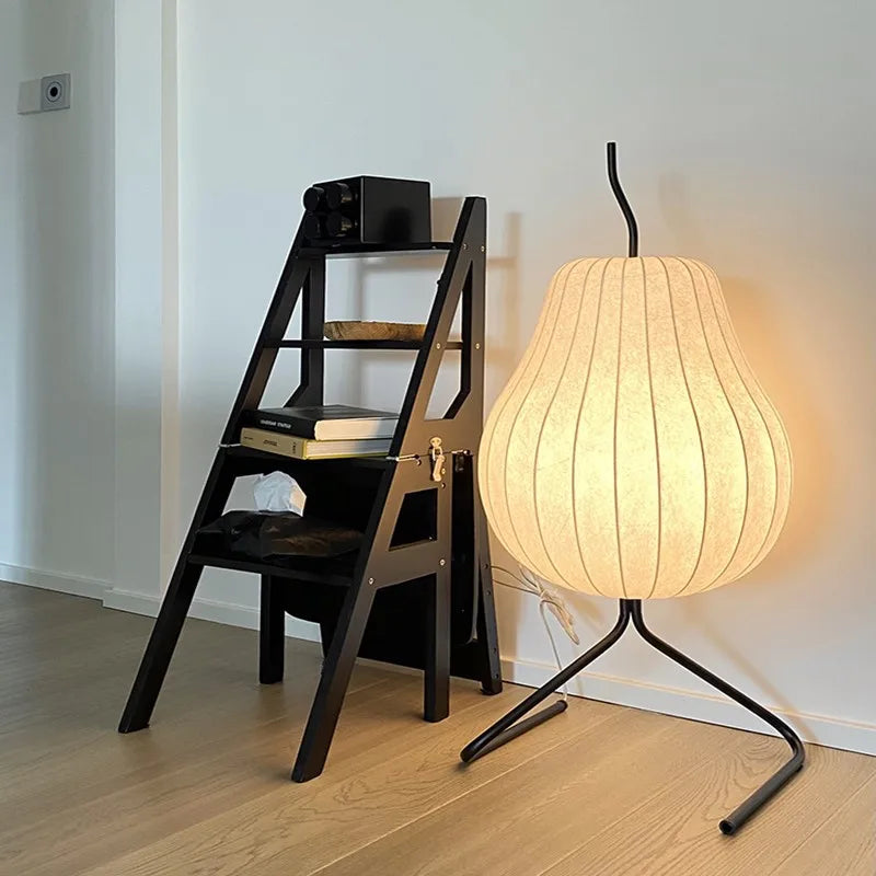 Lámpara de Suelo de Seda Japonesa Decorbites™: Lámpara de Tela LED Wabi Sabi para Sala de Estar y Dormitorio