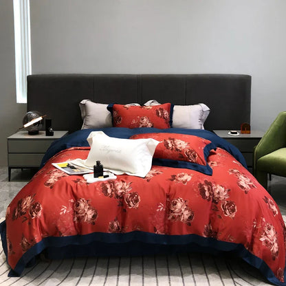 DecorBites™ Eucalyptus Lyocell Flowers Duvet Set with Sheet & Pillowcases