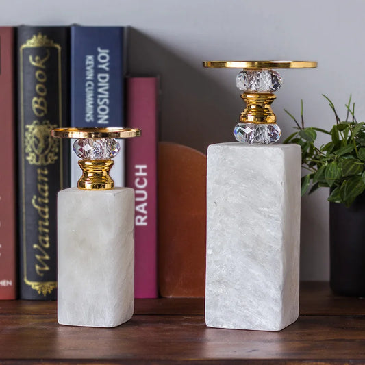 DecorBites™ Gold Marble Candle Holder Candelabrum Wedding Decor Desktop Accessories