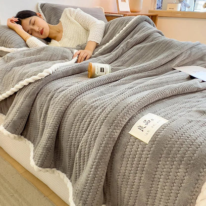 DecorBites™ Double Sided Jacquard Milk Velvet Blanket - Winter Warm Sofa Cover