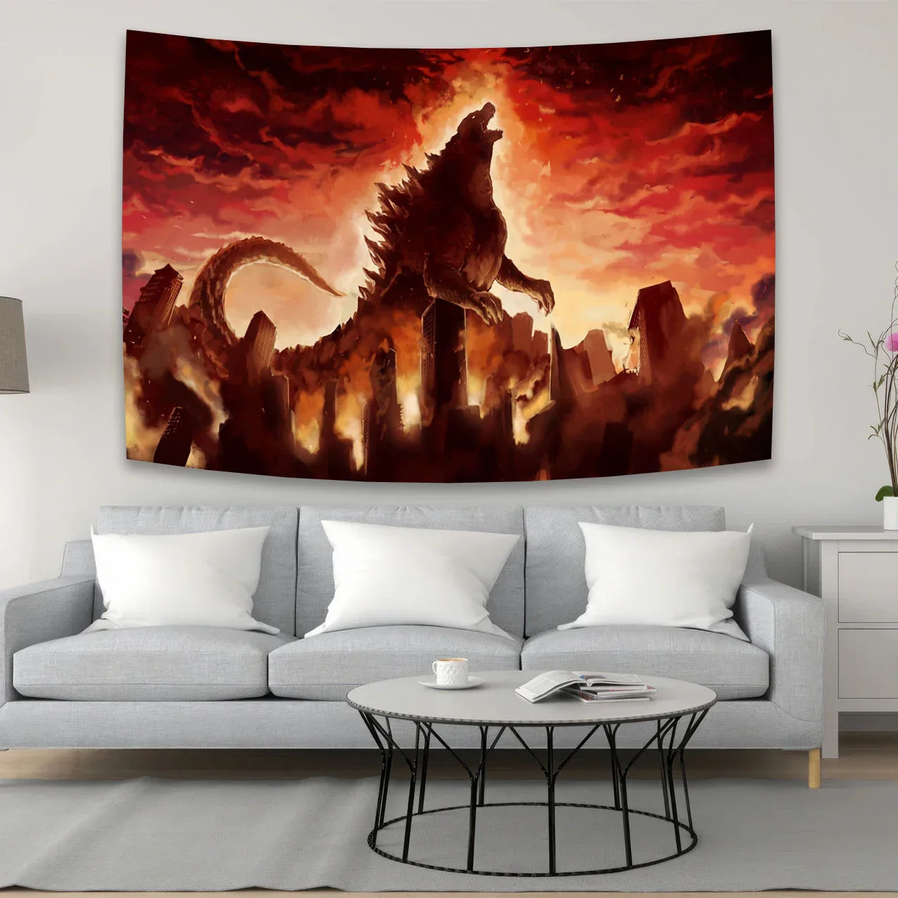 Monster Movie Tapestry Wall Hanging by Decobites - Boho Canvas Art Bedroom Decor