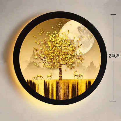 Decorbites™ Industrielle Acryl-Runde Wandlampe | Vintage Wandleuchten mit Wandmalerei für Schlafzimmerdekoration