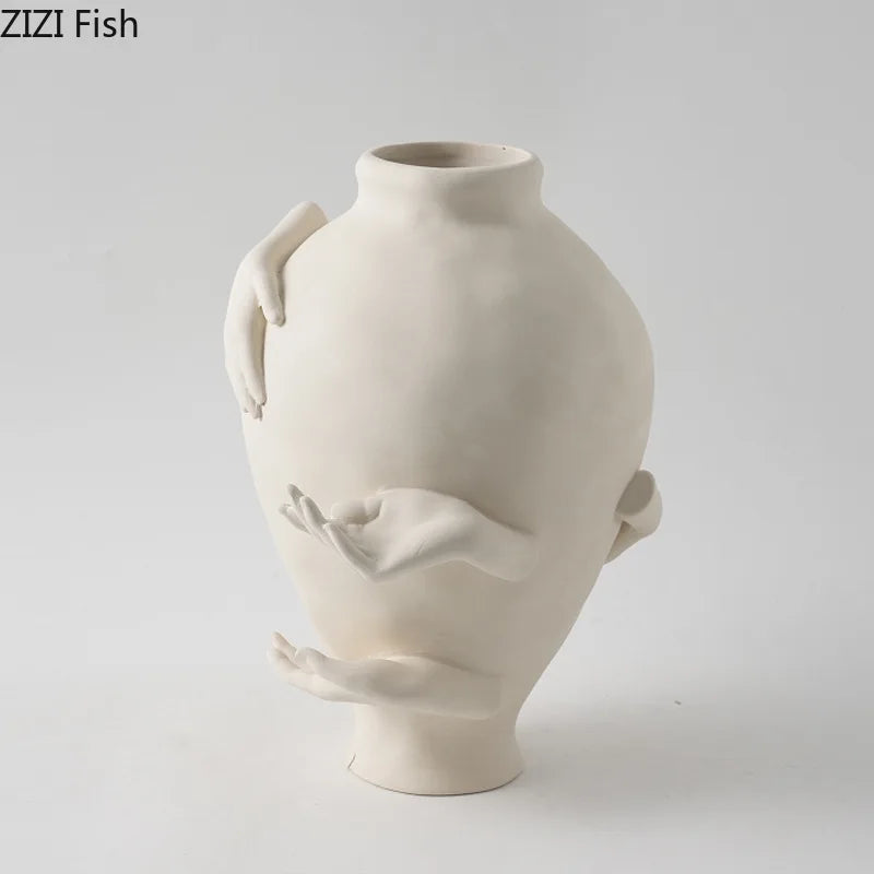 مزهرية سيراميك فنية تجريدية من DecorBites™ لتزيين المكتب وإضفاء لمسة جمالية على الغرفة