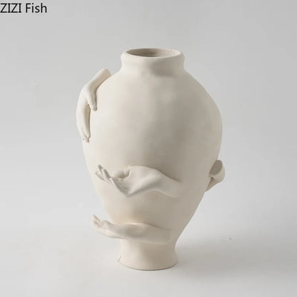 مزهرية سيراميك فنية تجريدية من DecorBites™ لتزيين المكتب وإضفاء لمسة جمالية على الغرفة