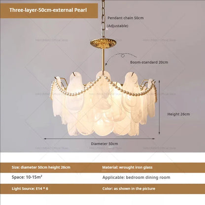 Lámpara de jardín tipo araña francesa DecorBites™ con cristal K9 | Diseño elegante de concha de perla