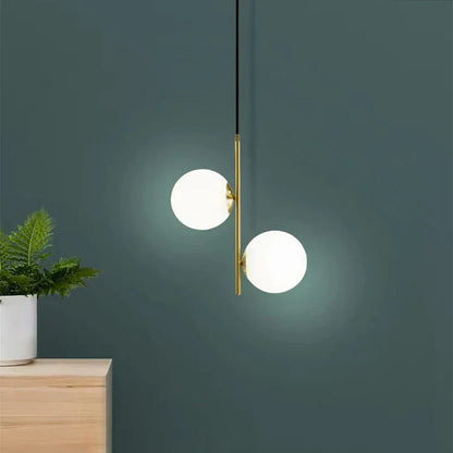 DecorBites™ Brass/Black Glass Ball LED Pendant Lights Modern Bedroom Living Room Hanging Lamps