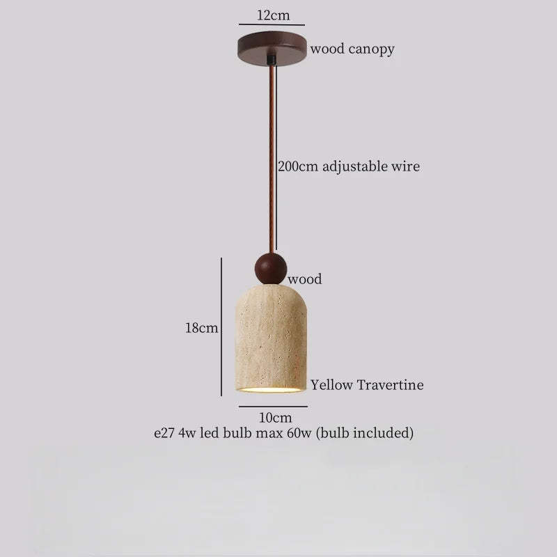 DecorBites™ Yellow Travertine LED Pendant Lights for Kitchen Island Bedroom Dining Table