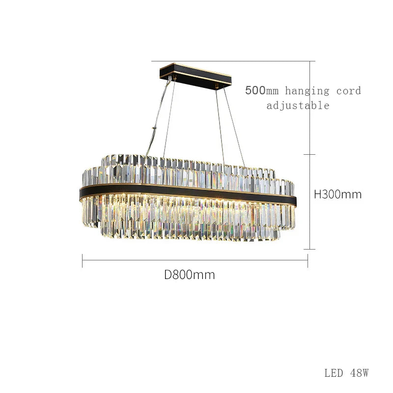 Lámpara de araña de cristal LED negra DecorBites™ para comedor, diseño de lujo