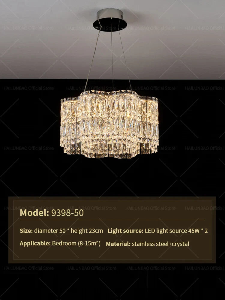 DecorBites™ Crystal Luxe Chandelier for Modern Living Room, High-End Restaurant Light