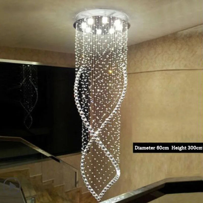 DecorBites™ Crystal Chandelier: Modern LED Staircase Light Fixture for Villa Hall