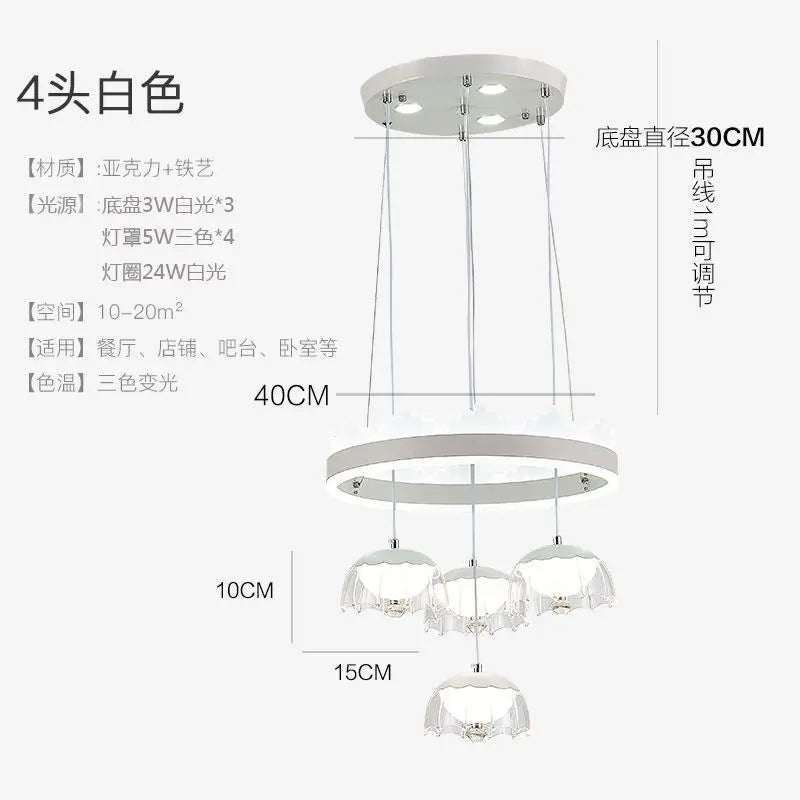 DecorBites™ Elegant 4-Head LED Dining Table Chandelier
