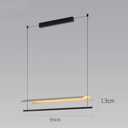 Wabi-Sabi Black Metal Acrylic Strip Pendant Light