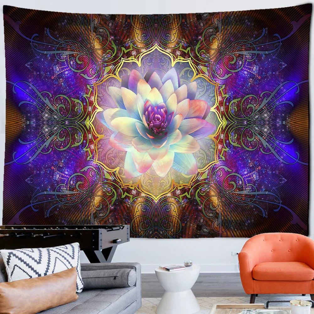 Decobites Colorful Mandala Chakra Tapestry for Boho Decor and Yoga Mats