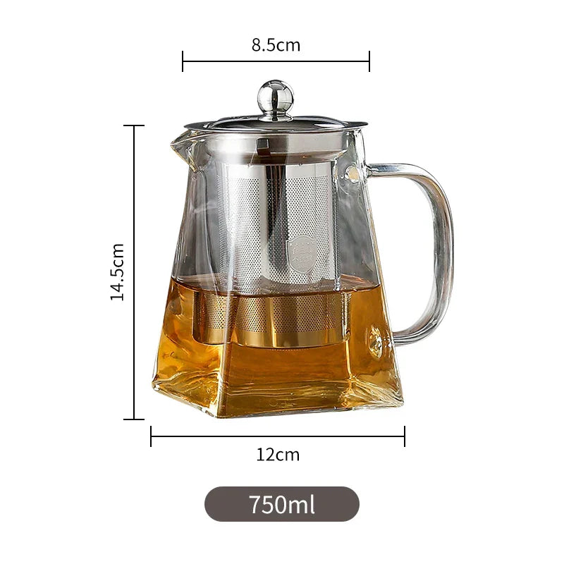 DecorBites™ Glass Teapot with Stainless Steel Infuser