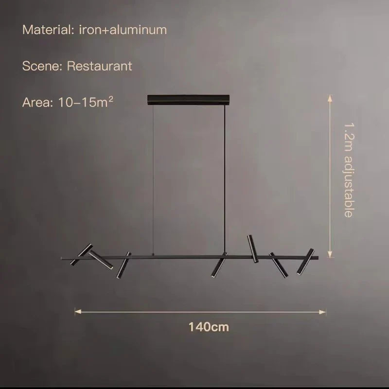 DecorBites™ Black LED Spot Chandelier: Modern Minimalist Rotatable Hanging Lamp for Home Decor