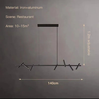 DecorBites™ Black LED Spot Chandelier: Modern Minimalist Rotatable Hanging Lamp for Home Decor