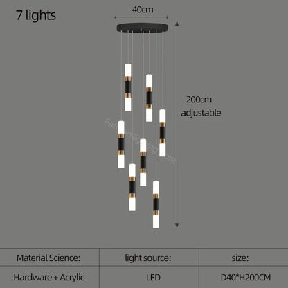 Lámpara de araña LED DecorBites™ para escalera, mesa de comedor o cocina. Lámpara de araña acrílica.