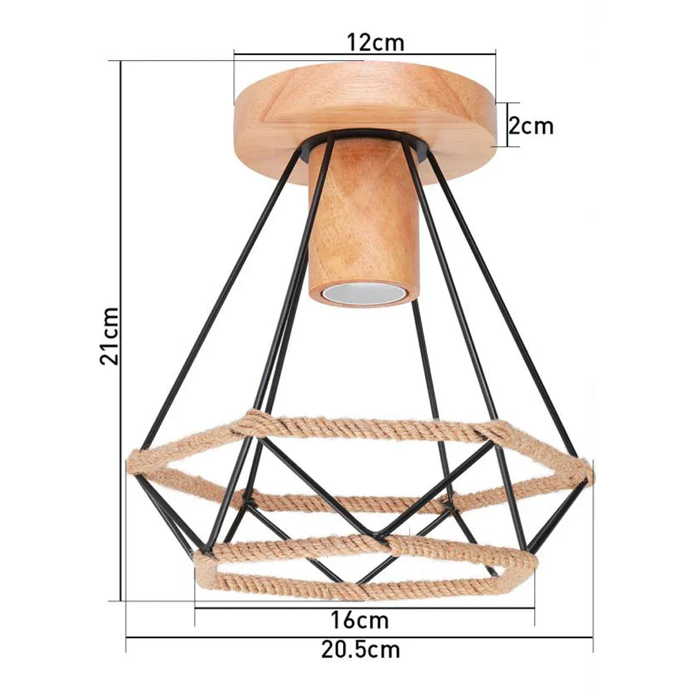 Decorbites™ Lámparas de techo de cuerda de cáñamo hechas a mano, lámpara de araña estilo vintage retro industrial