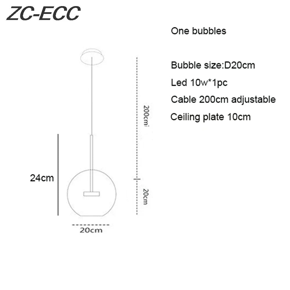 DecorBites™ Glass Bubble LED Chandelier: Stylish Ceiling Lighting for Dining & Living Room