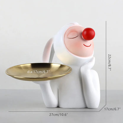 DecorBites™ Clown Bust Sculpture: Golden Candy/Key Tray Kids Balloons Figurine Decor