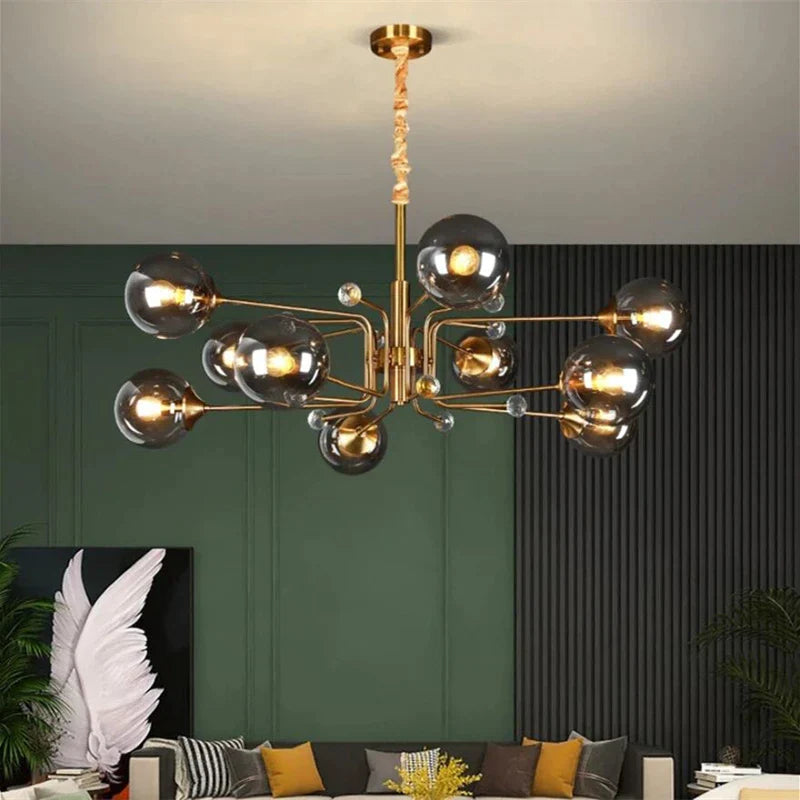 DecorBites™ Glass Bubble Chandelier: Luxury LED Glass Ball Suspension Lamp for Living Room, Bedroom, and Shop
