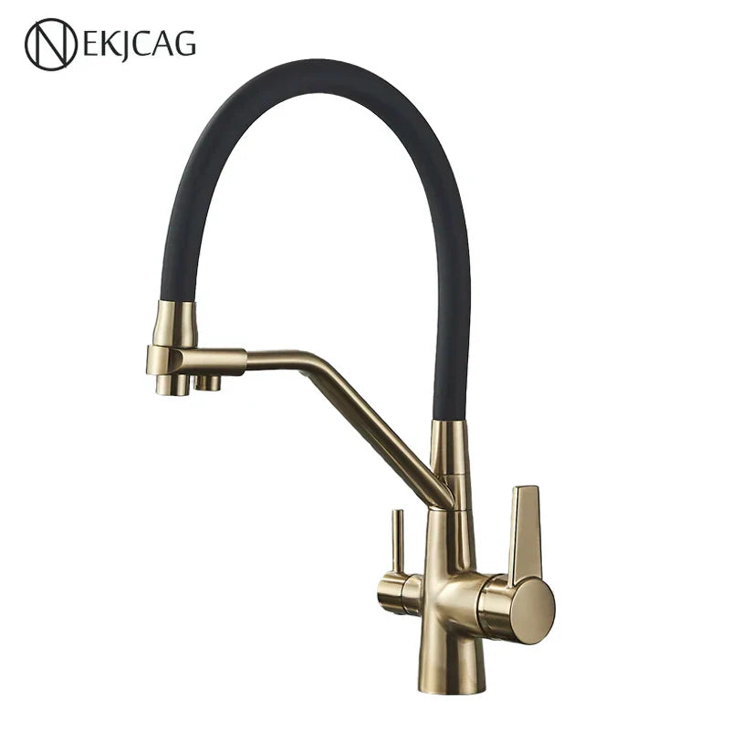 Gold 360-Degree Kitchen Faucet Stainless Steel