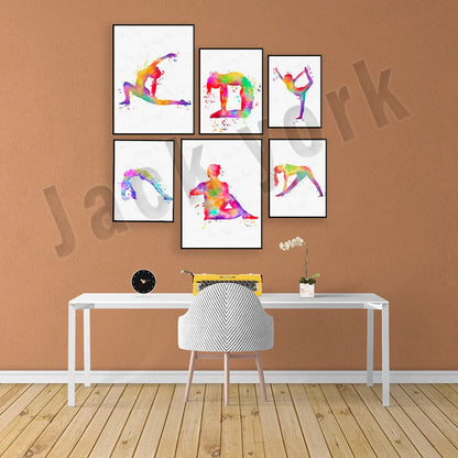 DecorBites™ Dance King Yoga Print Women Dance Asana Pose Zen Pilates Art Deco Gift