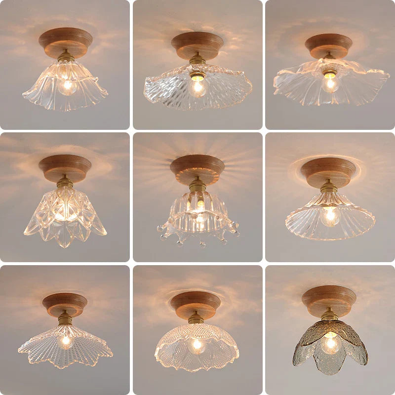 DecorBites™ Glass Wood LED Ceiling Lamp for Home Lighting and Decoration