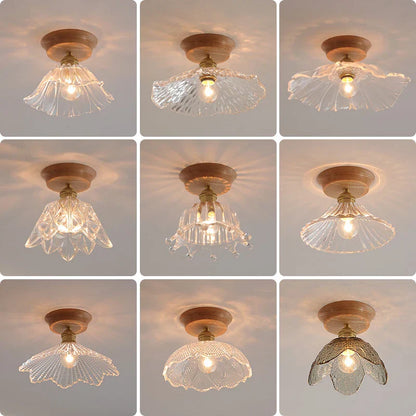 DecorBites™ Glass Wood LED Ceiling Lamp for Home Lighting and Decoration