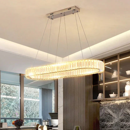 DecorBites™ Crystal Oval LED Chandelier: Luxury Lighting Fixture for Living Room - Modern Design