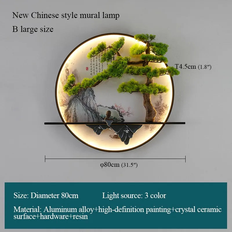 DecorBites™ Chinese Landscape LED Wall Lamp for Home Living Bedroom Study
