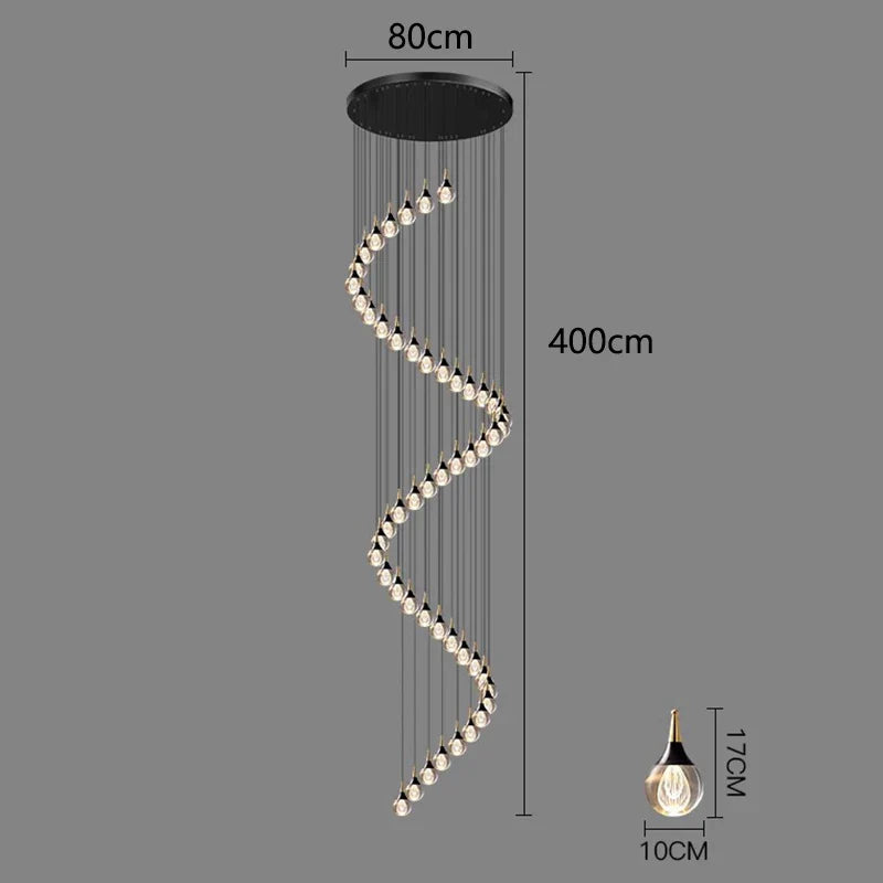 DecorBites™ Crystal Chandelier Stair Pendant Lamp Living Room Interior Lighting