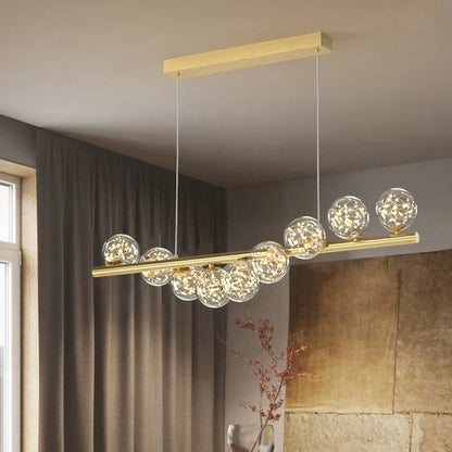 Lámpara de araña DecorBites™ con bola de cristal dorada: Iluminación de estilo nórdico para comedor y cocina
