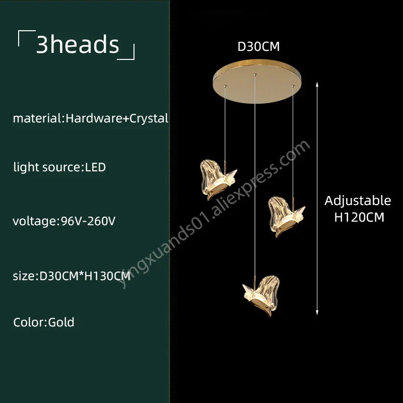 DecorBites™ Crystal Chandelier: Modern Luxury Pendant Lights for Living Room, Staircase, Villa