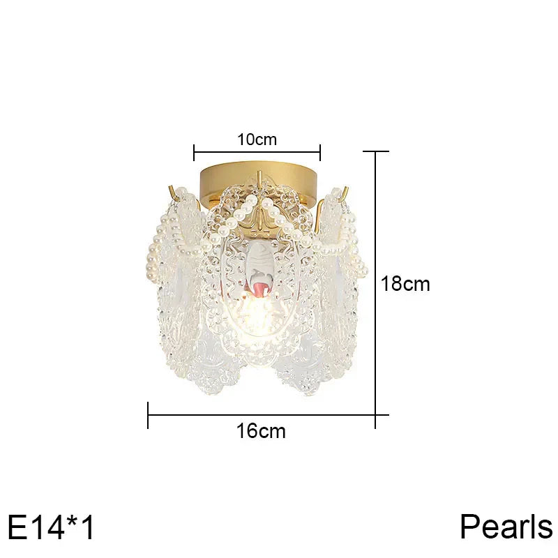 DecorBites™ Carved Glass Pearl Chandelier for Dining Room, Living Bedroom, Study, Balcony - LED Pendant Lighting