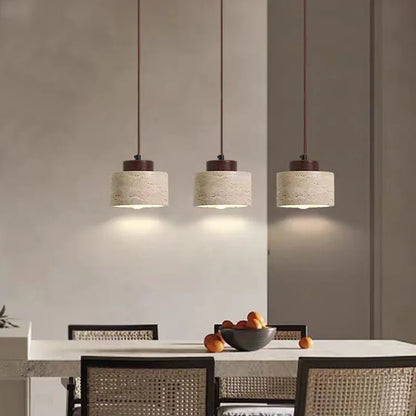 Modern Travertine Stone Pendant Light In Beige