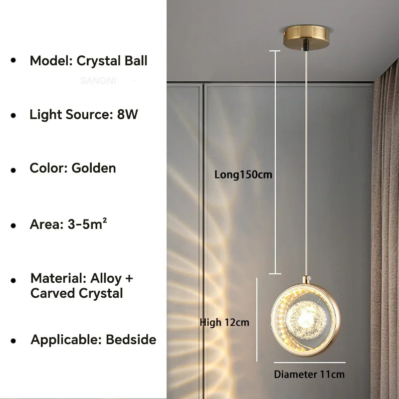 Lámpara de araña de bola de cristal DecorBites™ - Lámpara colgante de lujo para dormitorio y sala de estar